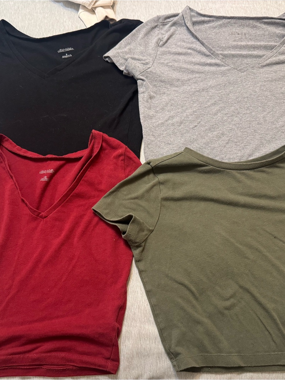 4/$20 or 2/$10 V-Neck Short Sleeve Women’s Top - red,black, green, grey